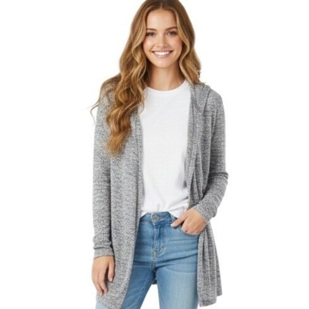 American Eagle Outfitters Sweater Womens Medium Gray Hooded Open‎ Cardigan Knit